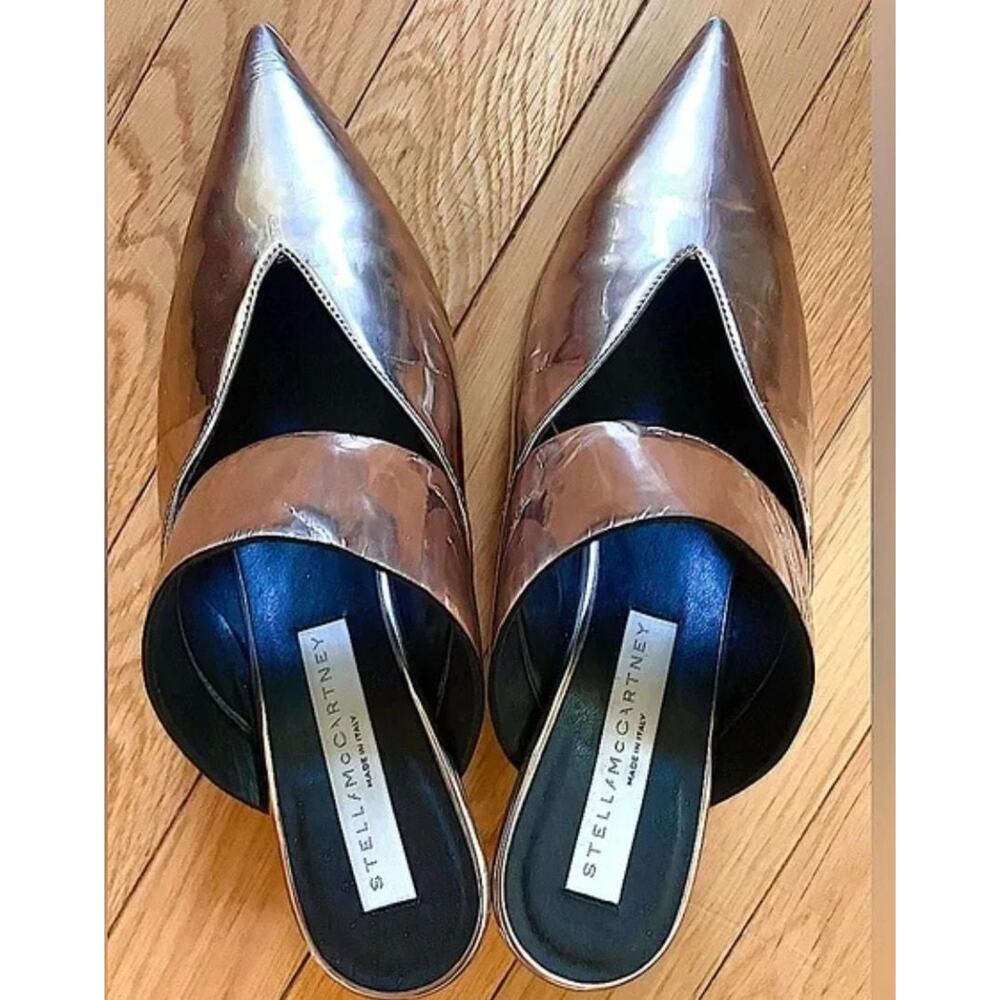 Stella McCartney Cutout faux mirrored mules Rose Gold size 5
